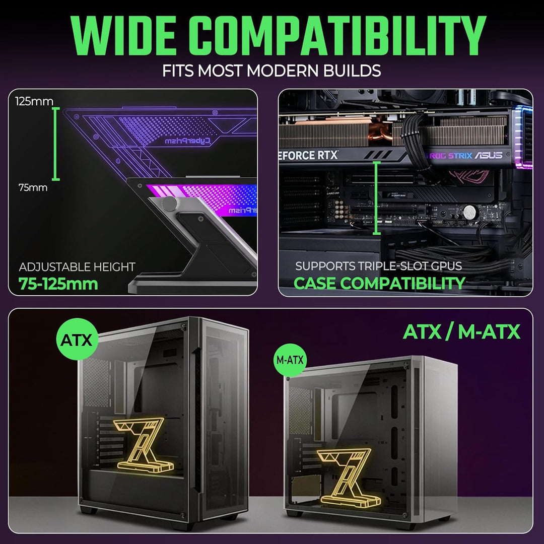 ARGB GPU Halterung, Anti Sag Grafikkartenhalter für RTX 4090 5090, Verstellbare Grafikkarte Stütze A