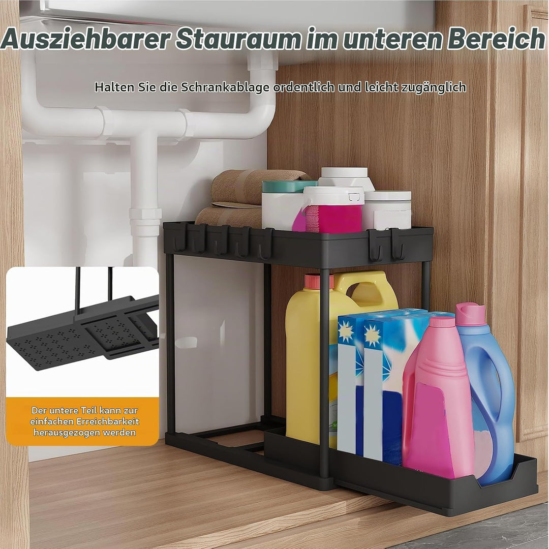 Küchen Organizer - 2 Stück Unter Waschbecken Regal Organizer - Ausziehbares Lagerregal Organizer mit