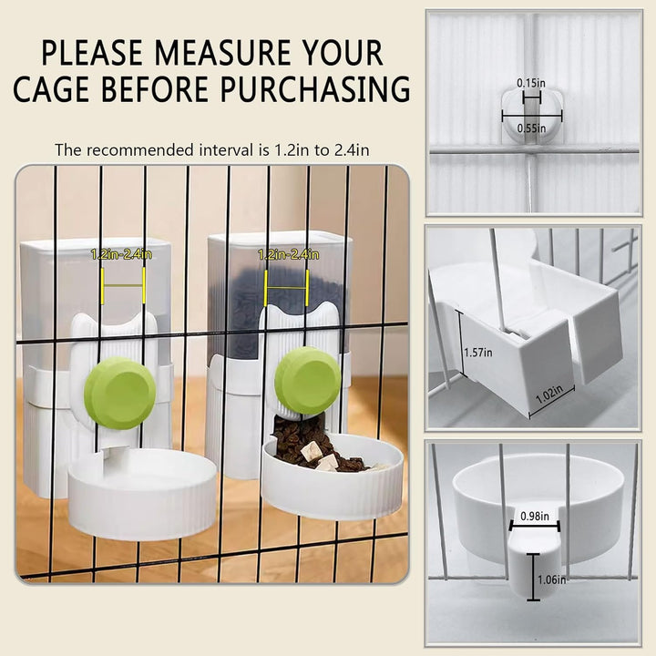 Kathson Rabbit Gravity Auto Feeder Set 35oz Hanging Automatic Food Water Dispenser Cage Automatic Fe