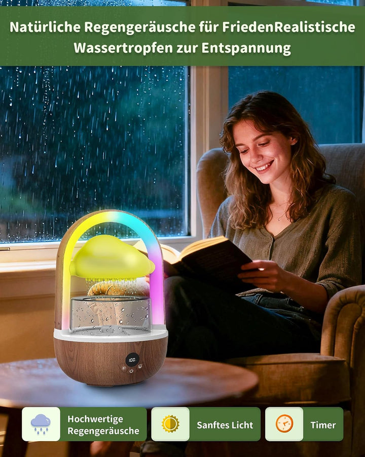 Regenwolken Luftbefeuchter Mit Regenbogenlicht, Weljoy Luftbefeuchter Schlafzimmer Mit Exklusive APP