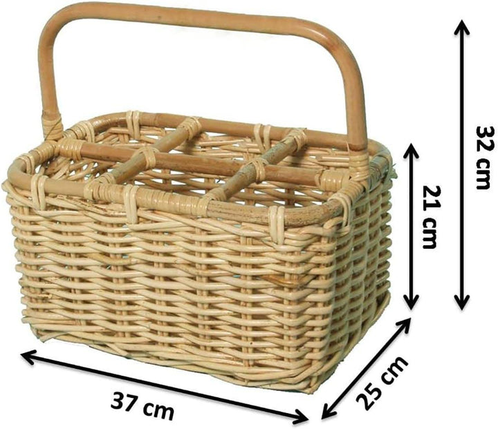 Kobolo Flaschenkorb Flaschenträger für 6 Flaschen aus Rattan