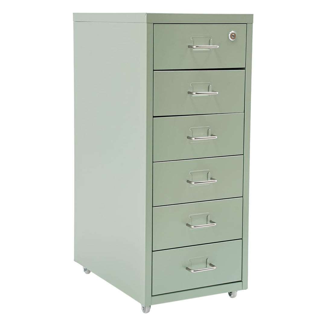 Metall Rollcontainer, Büromöbel für Schreibtisch, Büro Organizer mit 6 Schubladen, Abschliessbarer S