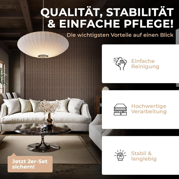 Good Materialzz® Akustikpaneele selbstklebend,115x60x5 cm (2er set), Wandpaneele,Wandverkleidung inn