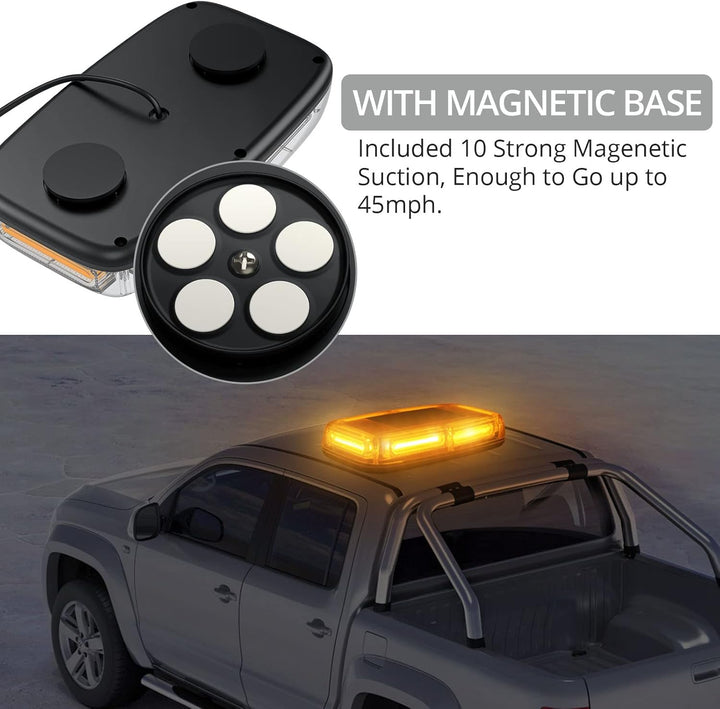 Justecheu 6 COB LED 60W Warnblitzlicht Rundumleuchte Amber Notfall Warnleuchte IP67 E9 12/24V Arbeit