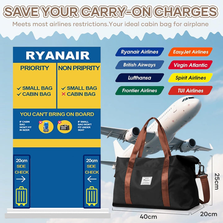 Reisetasche Damen Sporttasche 40x20x25 Ryanair Handgepäck Tasche Weekender Bag Schwimmtasche Wasserd