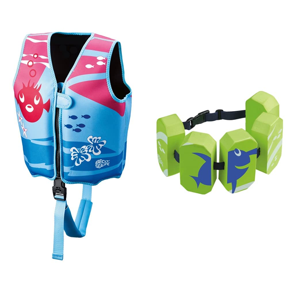 Beco Kinder Sealife Schwimmlernweste S pink Bundle mit Schwimmgürtel, grün, S pink Bundle mit Schwim