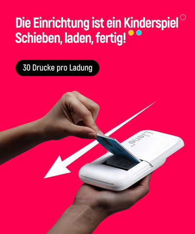 Liene 2x3'' Mini Fotodrucker Smartphone, Mini Tragbarer Sofortbilddrucker mit 5 Zink Klebepapier, Bl