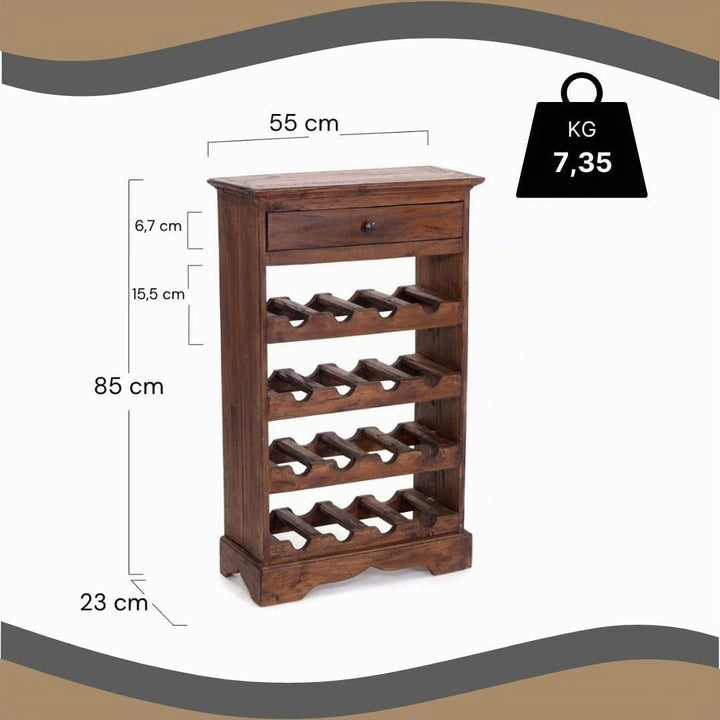 DESIGN DELIGHTS rustikales WEINREGAL Cortez 85 | 85x55cm(HxB) Massivholz | Flaschenregal, Weinflasch