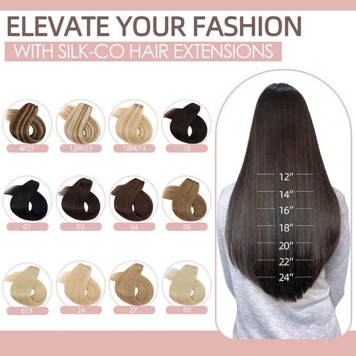 Extensions Echthaar mit transparenter Schnur, Silk-co Wire in ExtensionsHellbraun 70g, Secrets Hair