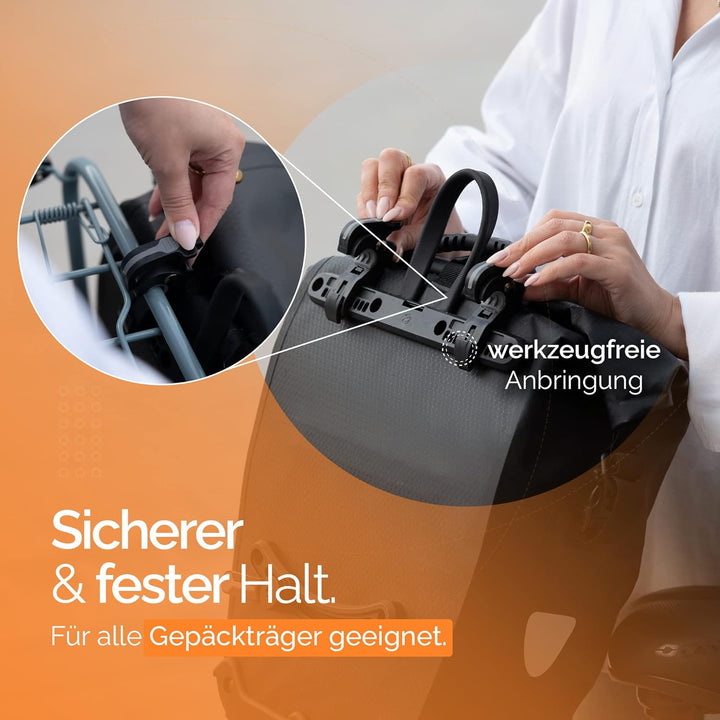 2Radwerk Fahrradtasche für Gepäckträger 25.4 l , 100% Wasserdicht , mit Tragegriff und Schultergurt