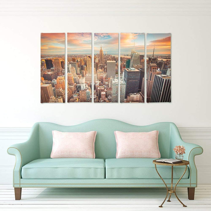 Feeby. Leinwandbild - 5 Teile - Bilder, Wand Bild, Wandbilder, Kunstdruck XXL, 5-Teilig, (NEW YORK,