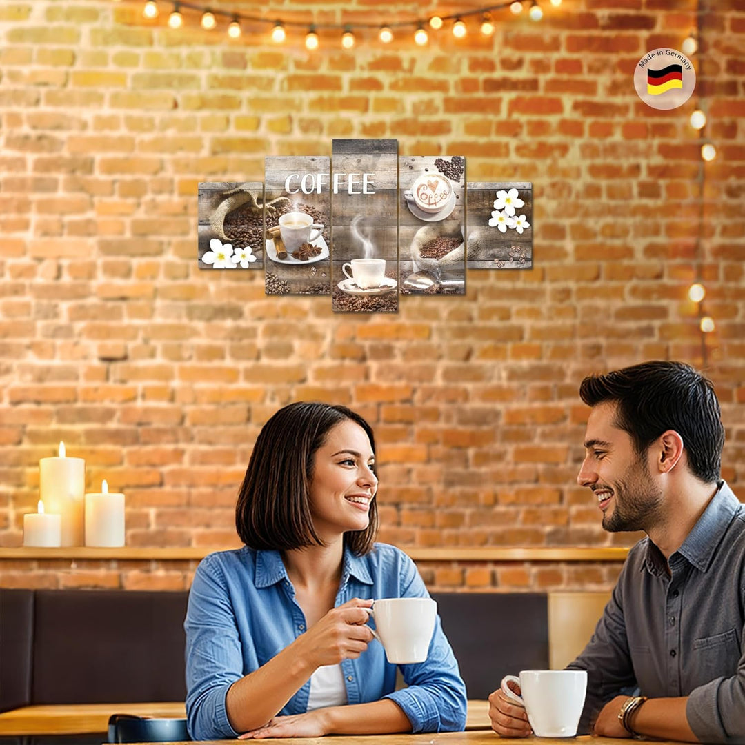Runa Art Wandbilder Kaffee Küche 5 Teilig Bild auf Vlies Leinwand Deko Esszimmer Küchenbilder Küchen