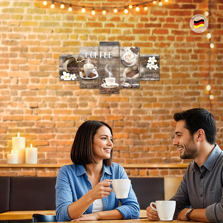 Runa Art Wandbilder Kaffee Küche 5 Teilig Bild auf Vlies Leinwand Deko Esszimmer Küchenbilder Küchen