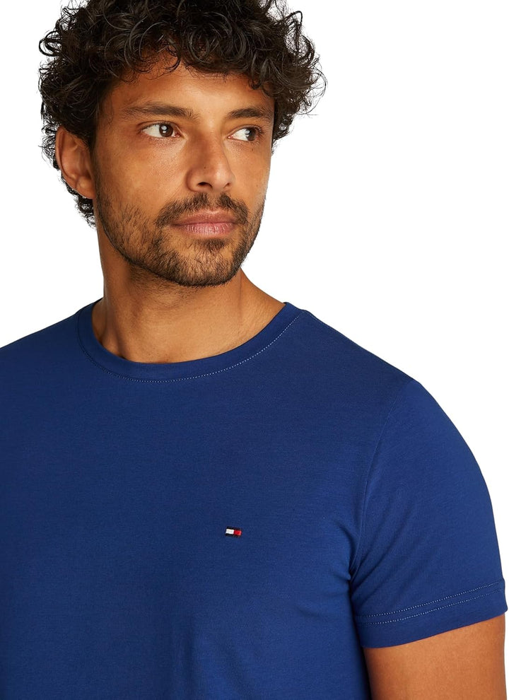 Tommy Hilfiger Herren T-Shirt Kurzarm Rundhalsausschnitt XS Blue (Wedge Blue), XS Blue (Wedge Blue)