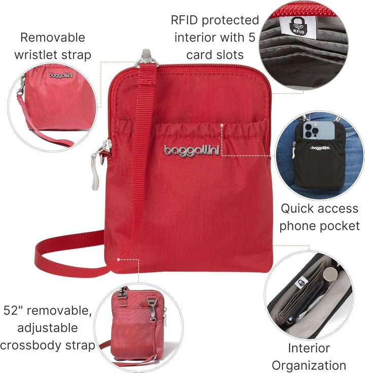 Baggallini Bryant Smartphone-Tasche und Geldbörse – leicht, wasserabweisend, Reisetasche mit RFID-Sc