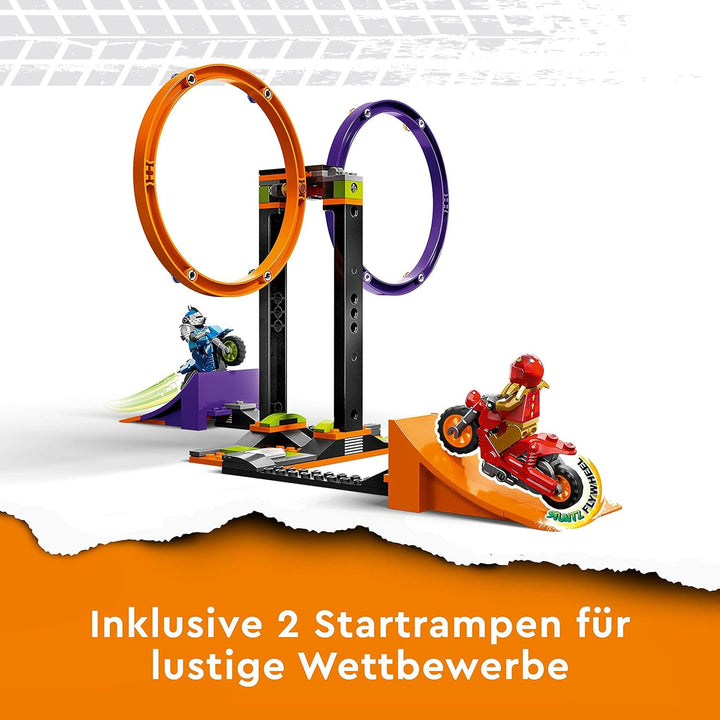 LEGO 60360 City Stuntz Kreisende Reifen-Challenge, 1 oder 2 Spieler Wettbewerbe mit selbstfahrendem