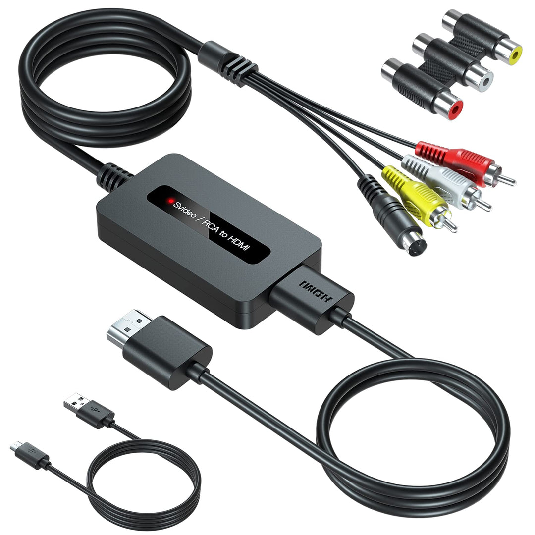 SUNNATCH RCA Svideo auf HDMI Konverter Kabel mit Svideo + RCA + HDMI Kabel, S-Video HDMI Adapter, RC