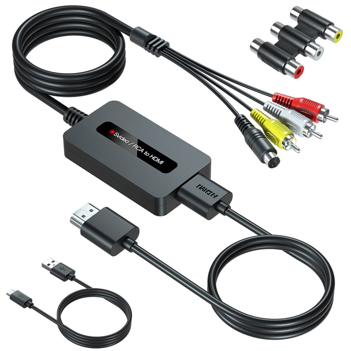 SUNNATCH RCA Svideo auf HDMI Konverter Kabel mit Svideo + RCA + HDMI Kabel, S-Video HDMI Adapter, RC