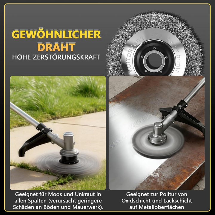 4-IN-1 Rasenmäher-Werkzeugset inkl. Profi 230 mm Unkrautbürste für Freischneider, 25,4 mm Sägeblatt,