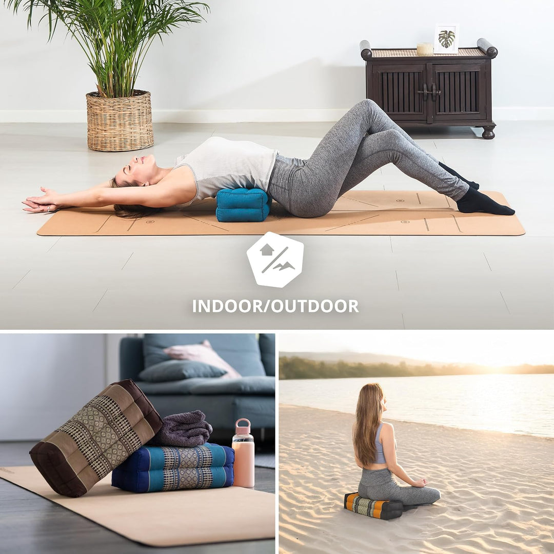 livasia Block Yogakissen eckig einfarbig modern - 17x34x12cm - Meditationskissen Kapok, Stützkissen