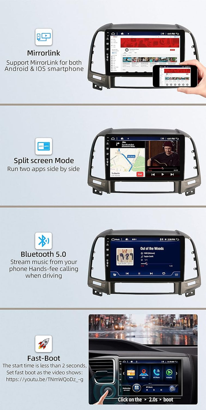 JOYX Android 10 Autoradio Passt für Hyundai Santa FE (2006-2012) - 4G+64G - Eingebaut DSP/Carplay/An