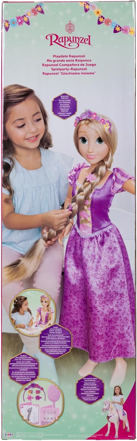 Disney Princess Playdate Rapunzel Puppe mit Zubehör, 80cm, Rapunzel