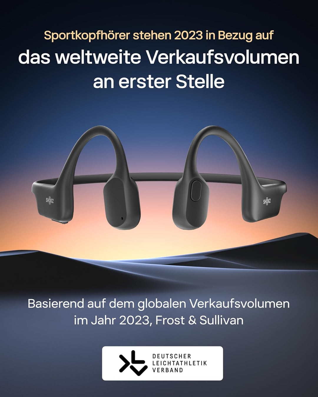 SHOKZ OpenRun Knochenschall Kopfhörer, Open-Ear Sport Bluetooth Kopfhörer mit Noise-Cancelling Mikro