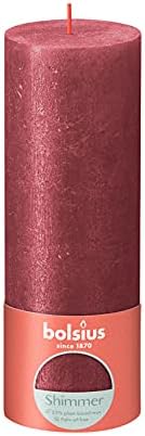 Bolsius Rustik Stumpenkerzen - Shimmer Rot - Set 4 Stück - Dekorative Stumpenkerzen - Länge Brenndau