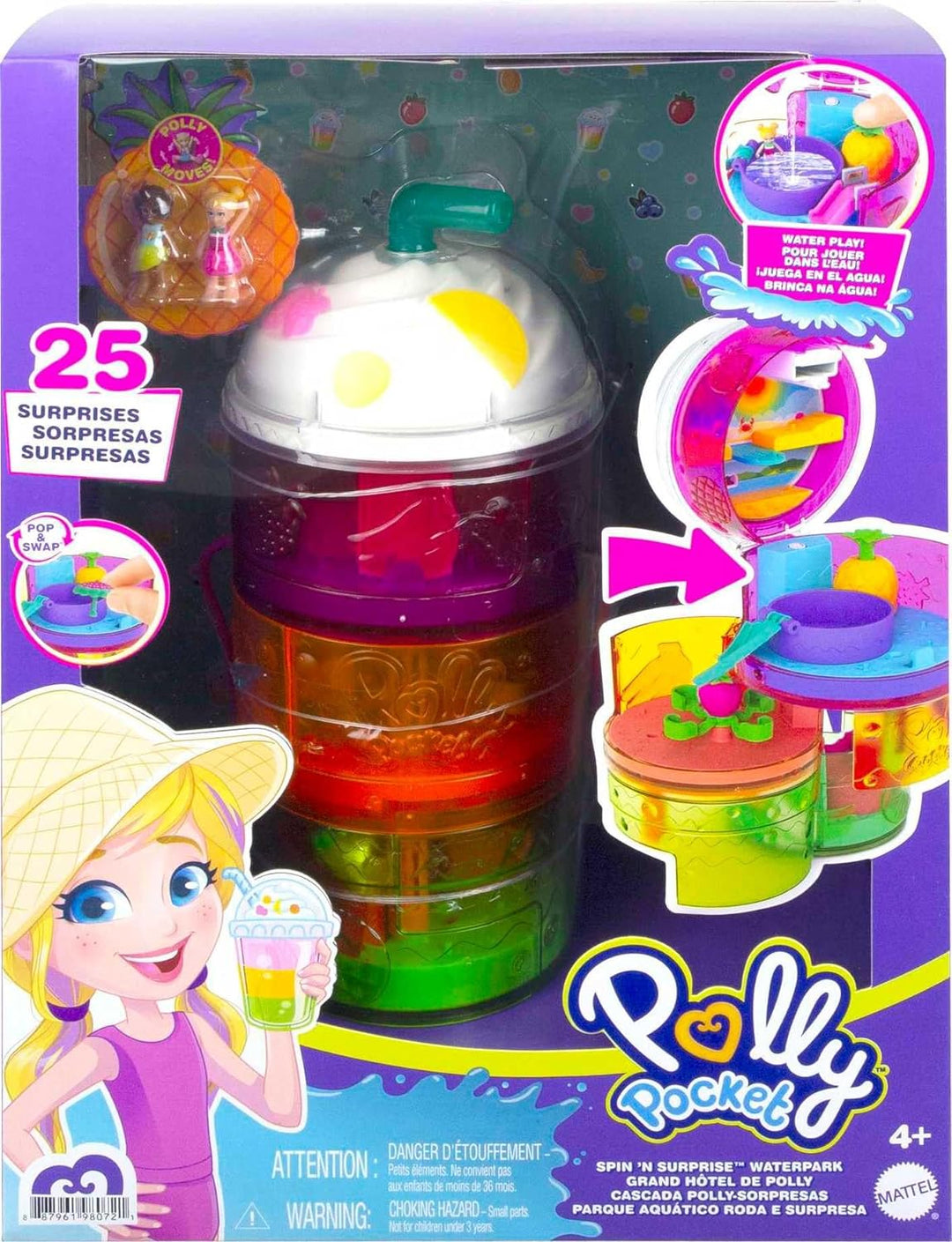 Polly Pocket HFP99 - Ausklappspass-Schatulle Fruchtsmoothie, Spielset in Form eines tropischen Fruch