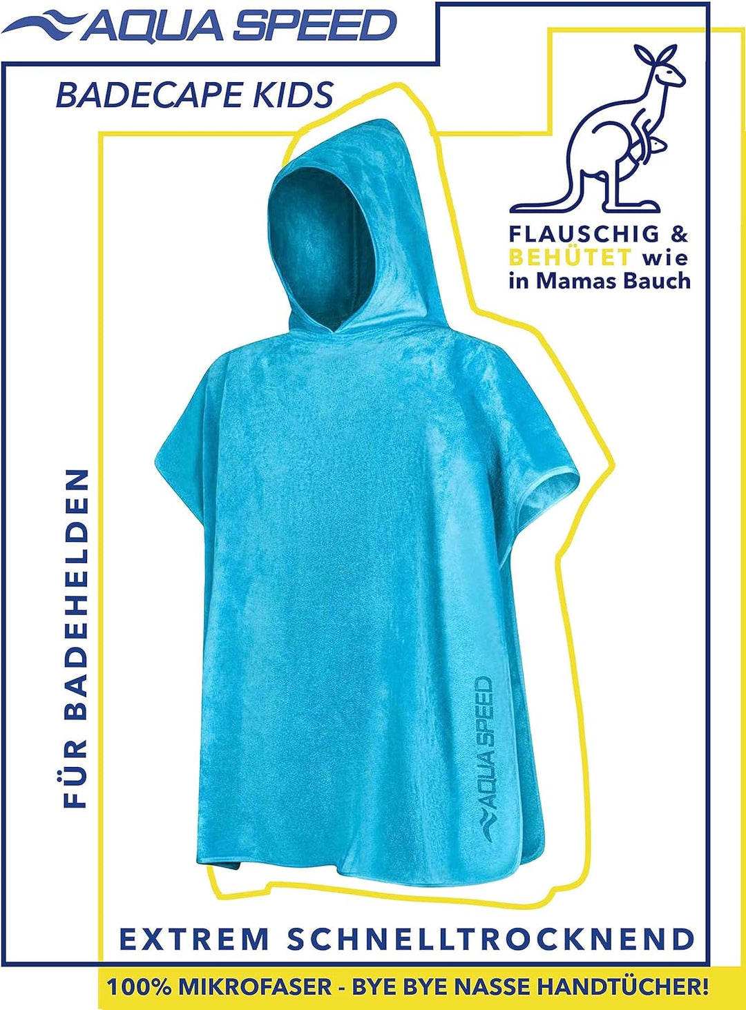 Aqua Speed Bademantel für Kinder | Badeponcho | Poncho Handtuch | Badetuch mit Kapuze | Handtuchponc