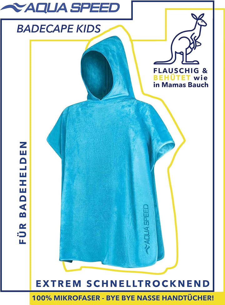 Aqua Speed Bademantel für Kinder | Badeponcho | Poncho Handtuch | Badetuch mit Kapuze | Handtuchponc