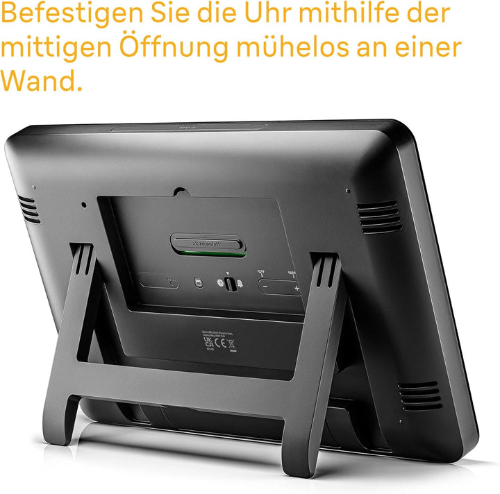 Braun Digitale Wanduhr mit Innentemperatur, Datum, Wochentag, grossem umgekehrtem LCD-Display, Schne