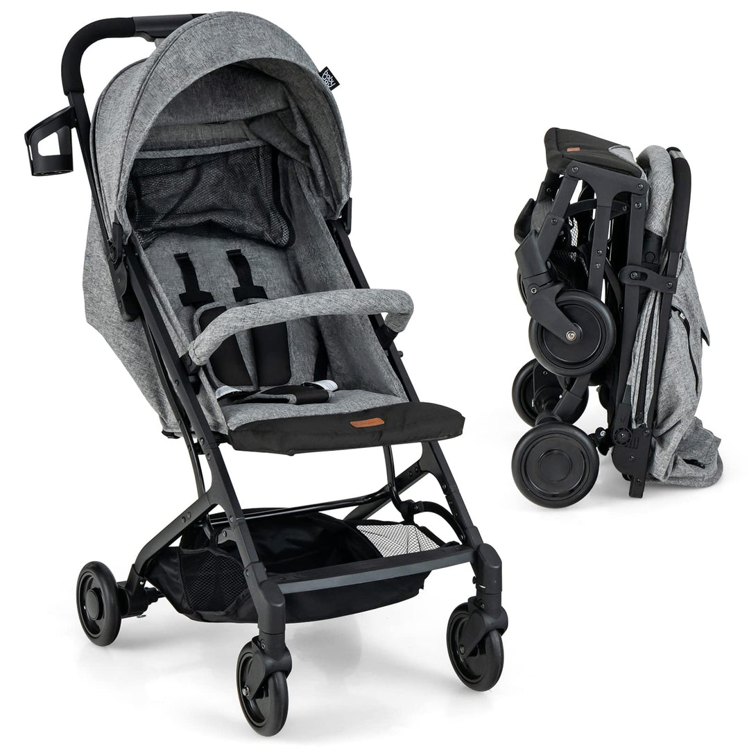 LIFEZEAL Zusammenklappbarer Kinderwagen, Kinderbuggy mit verstellbarer Rückenlehne, Buggy mit Schlaf
