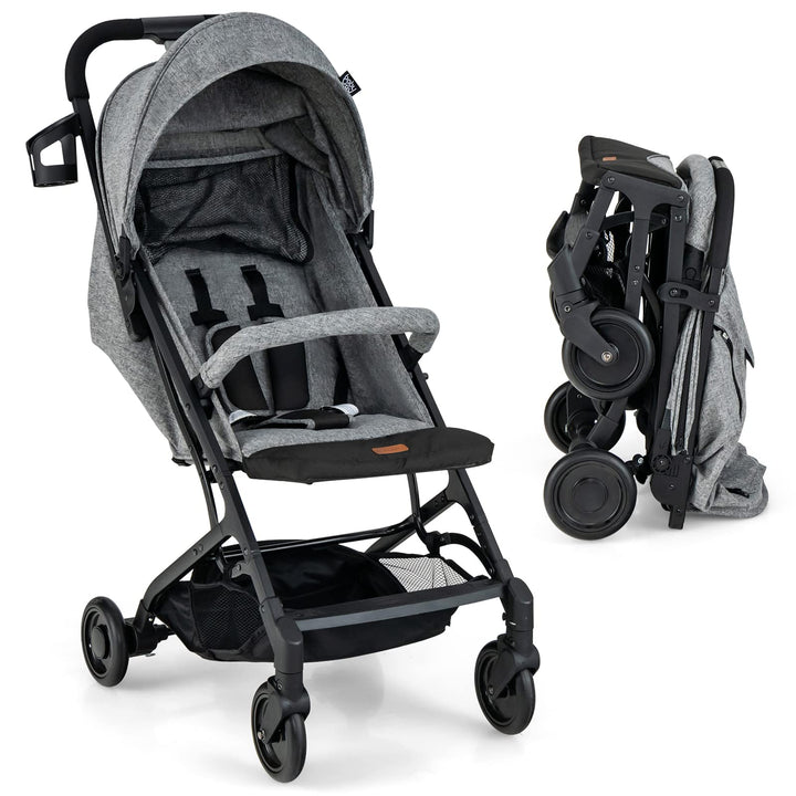 LIFEZEAL Zusammenklappbarer Kinderwagen, Kinderbuggy mit verstellbarer Rückenlehne, Buggy mit Schlaf