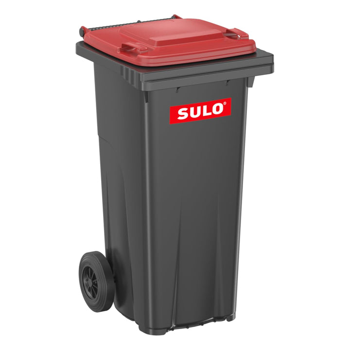 SULO Mülltonne grau mit Deckel Rot, 120 Liter