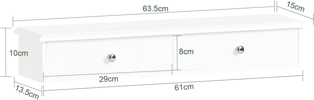 SoBuy FRG43-W Wandschrank Badezimmerschrank Hängeregal Wandregal Wandgarderobe mit 2 Schubladen Häng