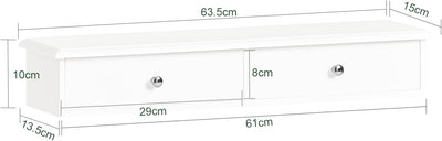 SoBuy FRG43-W Wandschrank Badezimmerschrank Hängeregal Wandregal Wandgarderobe mit 2 Schubladen Häng