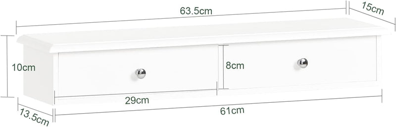 SoBuy FRG43-W Wandschrank Badezimmerschrank Hängeregal Wandregal Wandgarderobe mit 2 Schubladen Häng