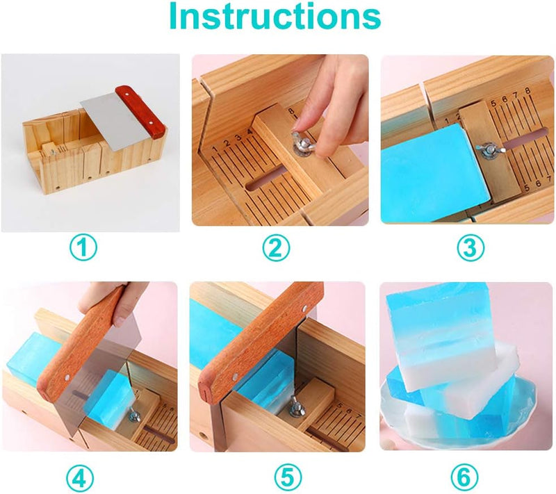 UHAPEER DIY Seifen Silikonform Set 9 Stück, Praktische Verstellbar Holz Seifenschneider Kit, Seifenh