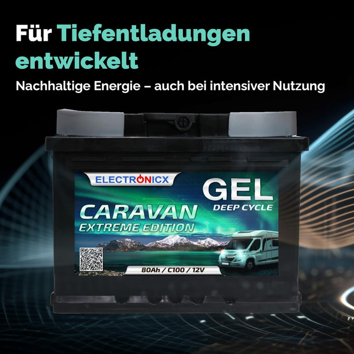 Gel Batterie 12v 80Ah Electronicx Caravan Extreme Edition Solarbatterie 12v Akku 12v Solar Batterien