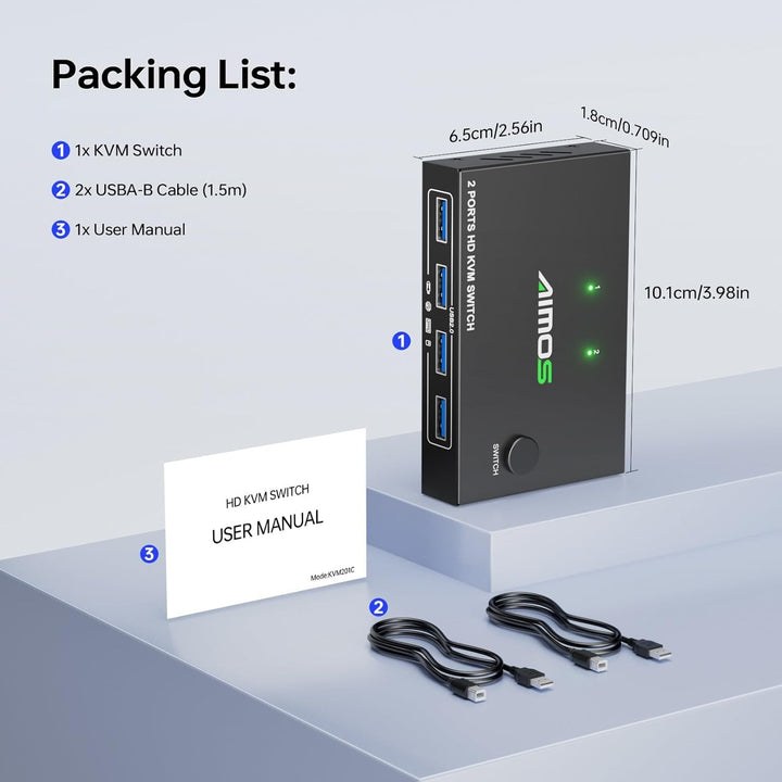 KVM Switch HDMI 2 Port 4K@30Hz, MLEEDA HDMI und USB Switch für 2 PC Teilen Sie einen Satz Tastatur M