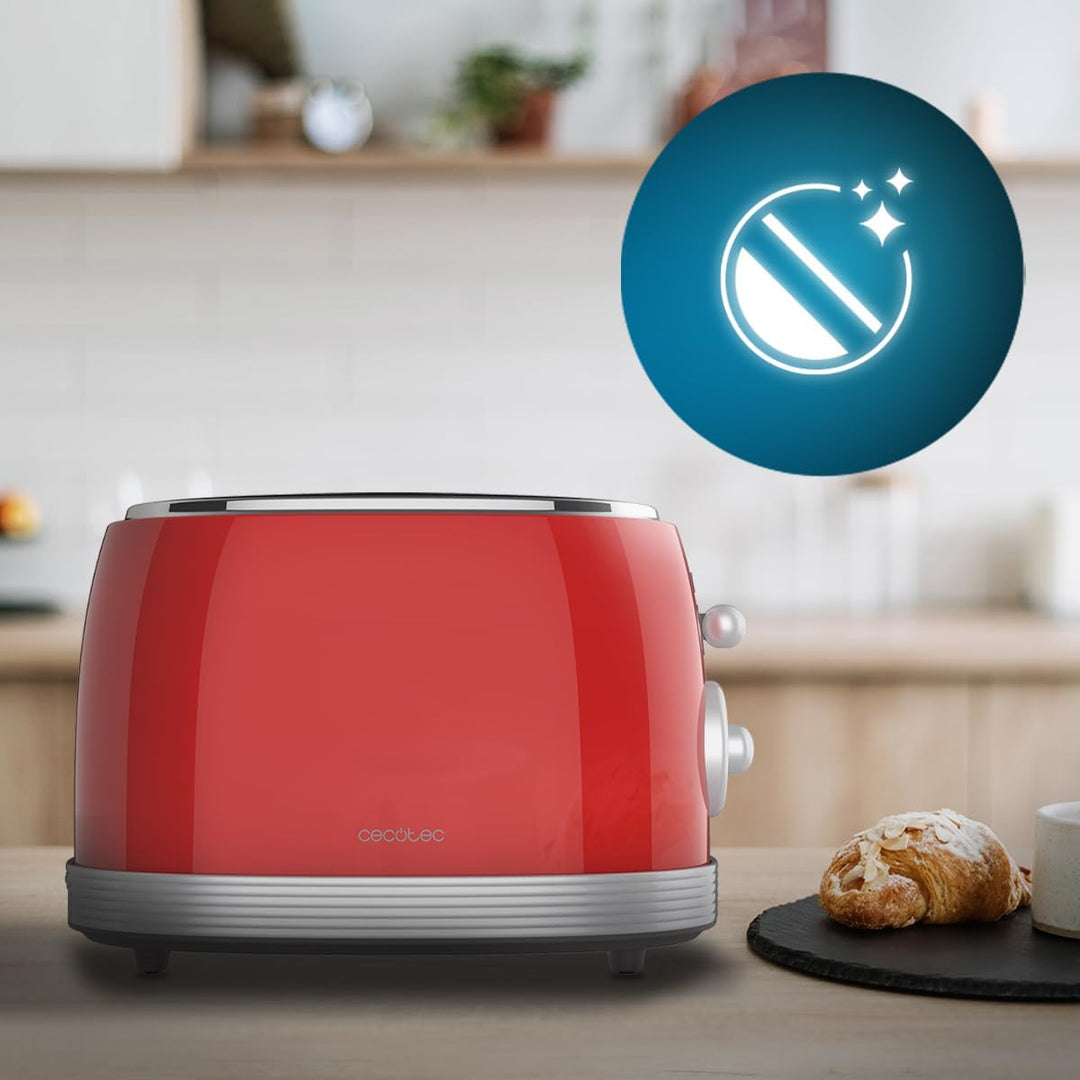 Cecotec Vertikaler Toaster 2 Kurze Schlitze Toast&Taste 800 Vintage Light Red. 850 W, 2 Brotscheiben