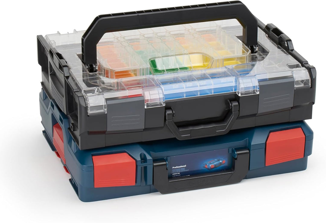 L-BOXX 102 Kunststoff Werkzeugkoffer schwarz Deckel transparent mit Insetboxen-Set H3 Sortierboxen f