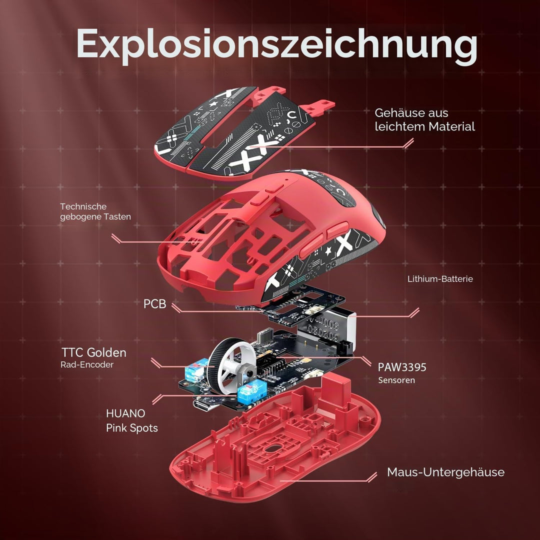 ATTACK SHARK X6 49g Superlight Mouse with Magnetic Charging Dock, PixArt PAW3395 Gaming Sensor, BT/2