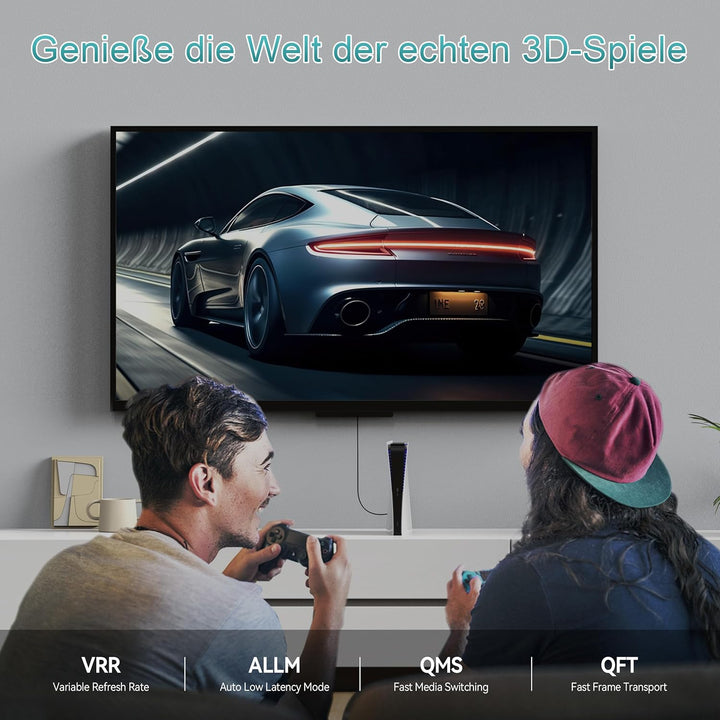 8K Glasfaser HDMI Kabel 12Meter, 48Gbps Ultra High Speed HDMI 2.1 Kabel 8K@60Hz 4K@120Hz eARC HDCP 2
