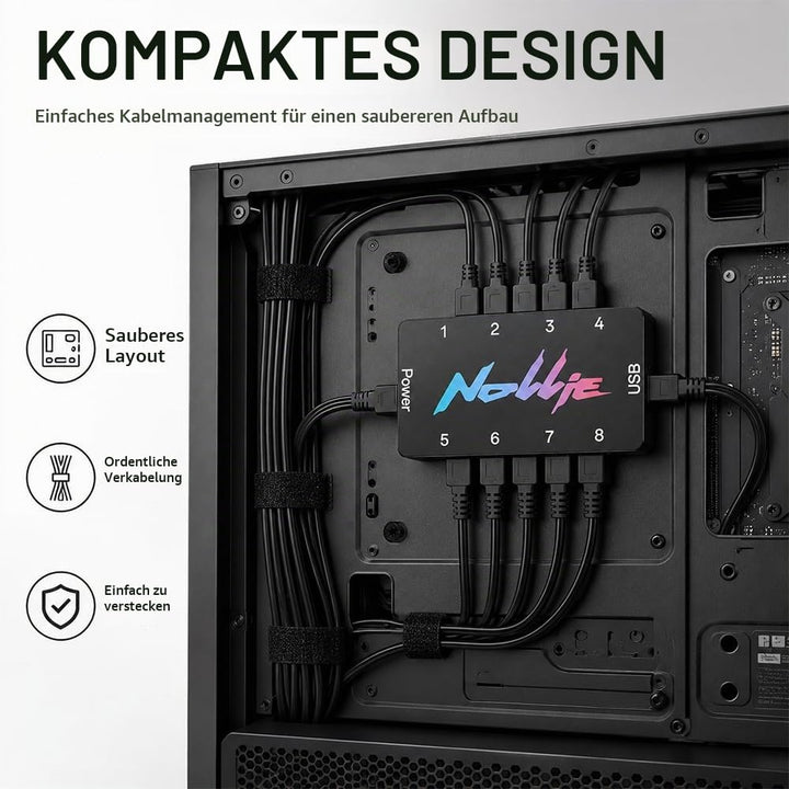 8-Port RGB Controller, ARGB Controller Sata Gespeister, 5V 3Pin ARGB Splitte, PC Beleuchtungs Hub