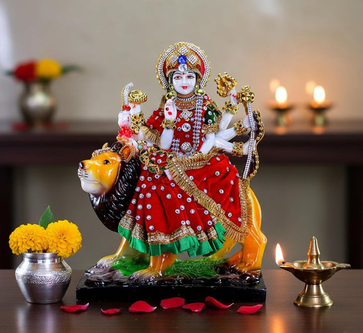 eSplanade Resin Maa Durga MATA Rani Sherawali Murti Idol Statue Sculpture (1561APC), 1561APC