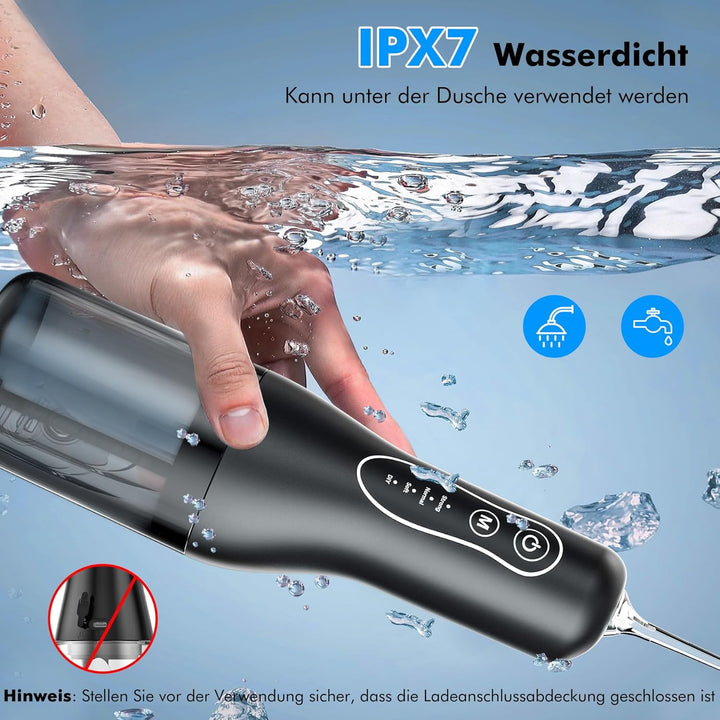 ETROBOT Munddusche Kabellos, 2024 Elektrisch Water Flosser, 5 Modi & 6 Düsen, 350ML(Vergrösserter) Z