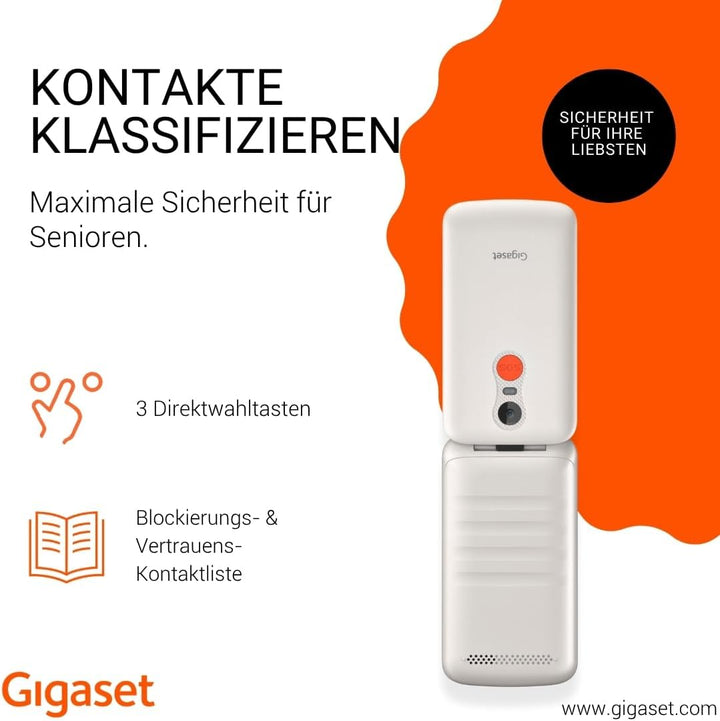 Gigaset GL595 Flip-Mobiltelefon – einfache Bedienung für Senioren, grosse Tasten & SOS-Notruftaste –
