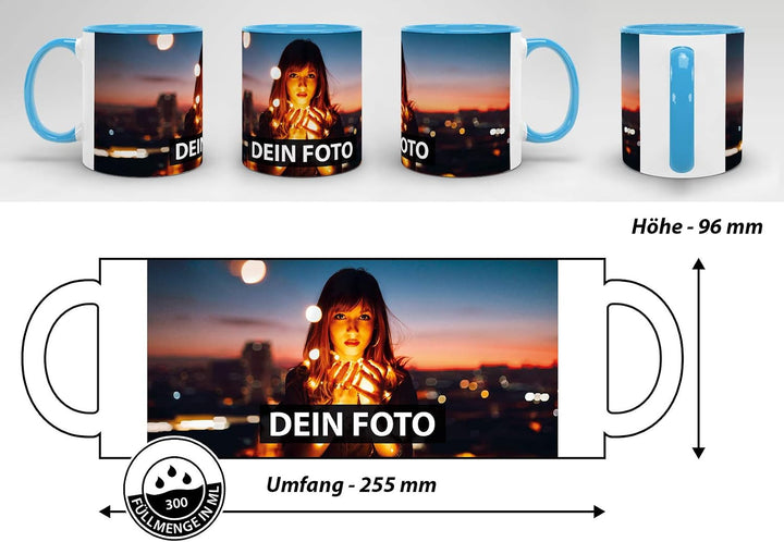 Foto-Tasse zum selbst gestalten mit Foto und Text/mit individuellen Druck in Profiqualität/Personali